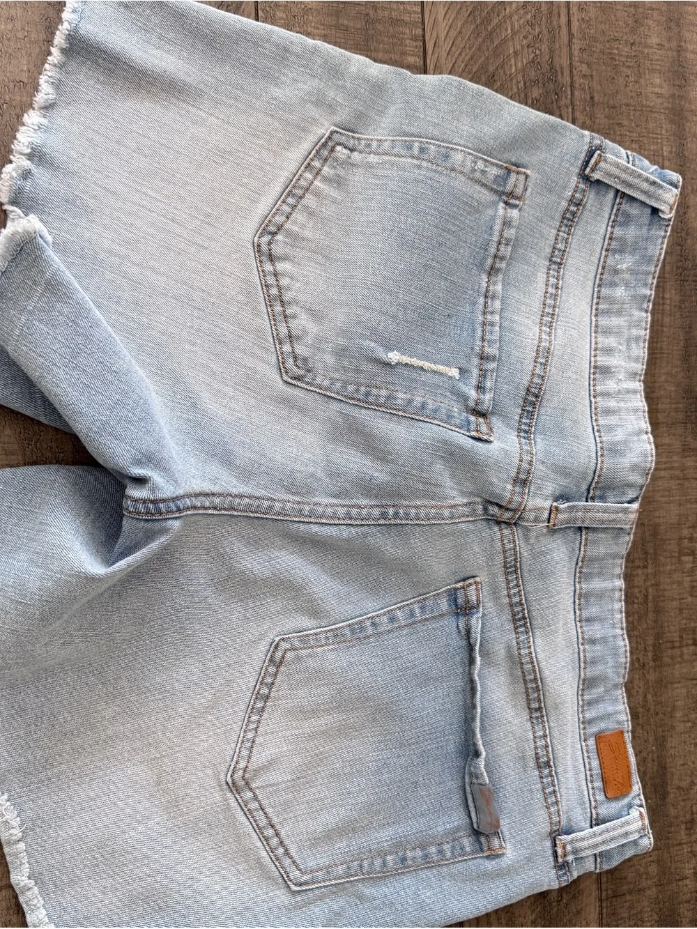 Seven7 Light Blue Distressed Denim Shorts